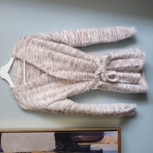 Knox Rose Women's Eyelash Fuzzy Cardigan with Tie Size M